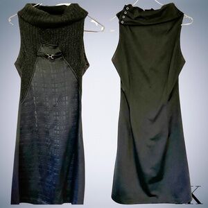 Y2K Custo Barcelona  Vintage Dress Black Mod Cowl Neck Dress Size Small